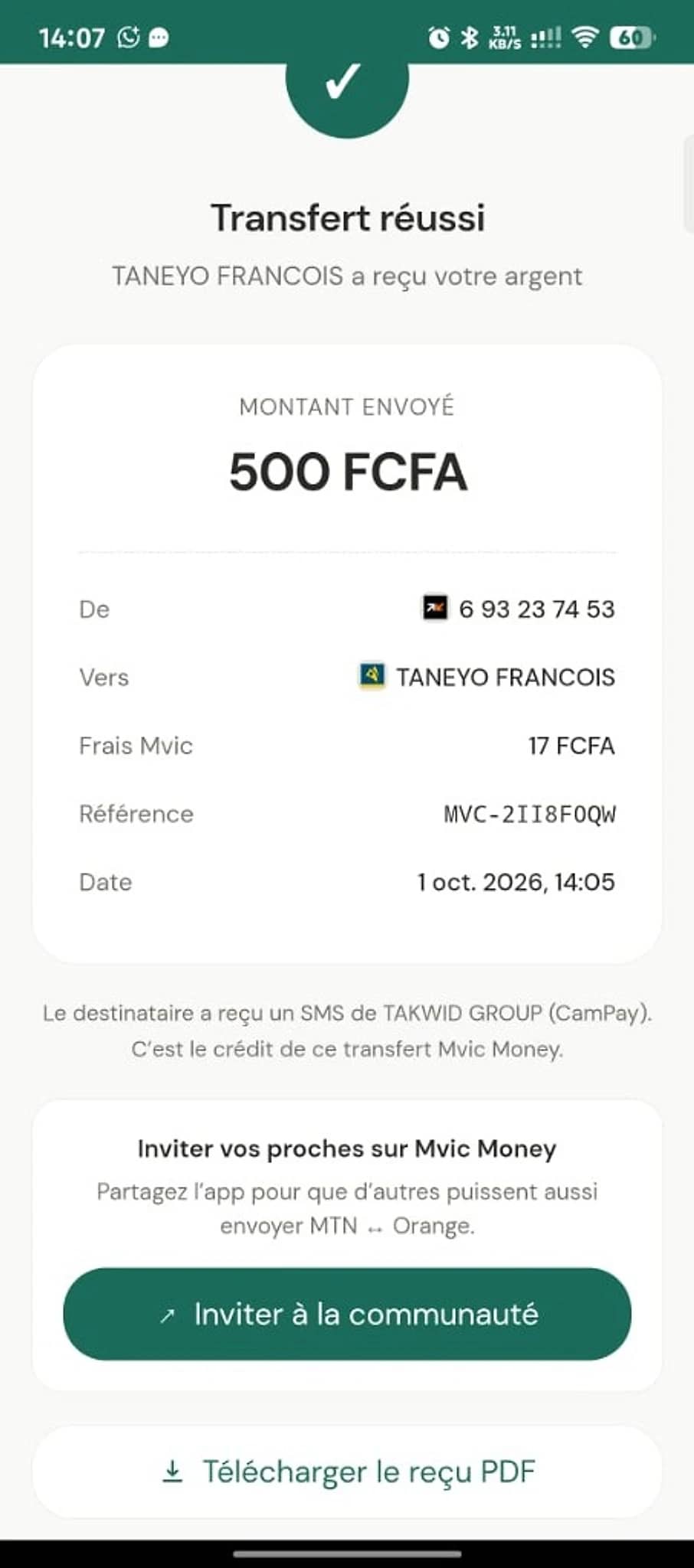 Transfert réussi